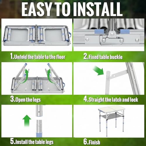 Small Folding Table Portable, 2ft Camping Pinic Table with 3 Adjustable Height, Aluminum Foldable Lightweight Patio Side Table with Carry Handle for Outdoor Indoor Hiking Camp BBQ Beach (White) - color: White