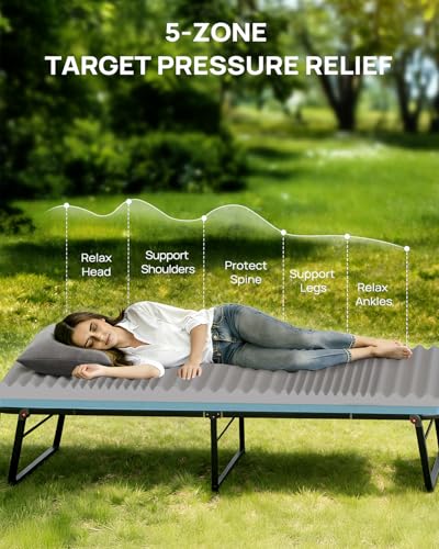 Releep 3 Inch Dual-Sided Memory Foam Camping Mattress, Waterproof Camping Sleeping Pad with Portable Pillow & Carry Bag, Roll Up Cot Mattress Mat for Guest Bed/Car/Tent - size: Small Single/Cot: 72*24*3"