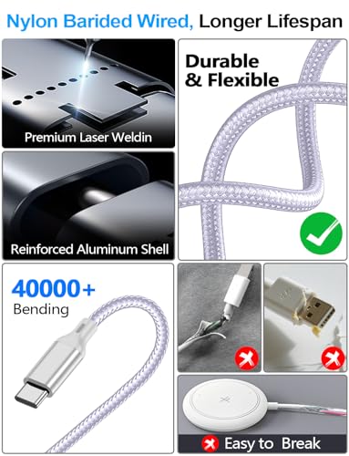 Travel Essentials,Multi Charging Cable for Apple Watch Charger/iPhone Charger/Samsung Charger,USB A & Type C Power Cable for iWatch Ultra/10-2/iPhone 17-11/Samsung S26,Serial Cables,Car[1.2M]-Purple - color: 1-Purple, size: 1.2M