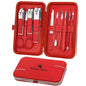 Manicure Set, Travel Mini Nail Clippers Kit Pedicure Care Tools, 10pcs Stainless Steel Grooming kit (Red) - color: Red