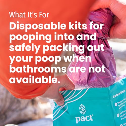 PACT Pack Out Kit - Camping Poop Kit Includes Wet Wipes, Smell Proof Disposal Bags, Hand Wipes, Poop Powder for Odor and Human Waste Bags for Camping and Backpacking