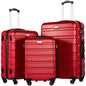 Coolife Luggage 3 Piece Set, Lightweight Durable Hardshell Suitcase set with 360° Spinner Wheels, TSA-approved Lock, Checked Family Travel Luggage sets, 20/24/28 Inch, Red - color: Red, size: 20in24in28in