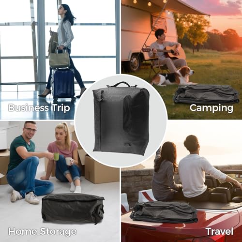 ZPO Travel Vacuum Bags with Pump, IP68 Waterproof Reusable Vacuum Compression Travel Bag with Transparent Window, Reusable Airless Vacuum Kit for Clothes, Backpacks & Suitcases (2 PC+PUMP) - color: Deep Gray & Blue