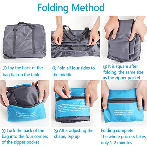 Foldable Travel Duffel Bag 2PCS Sports Gym Tote Water Resistant Carry on Luggage bag Weekender Overnight Bag (Pink+Blue) - color: Blue+Pink