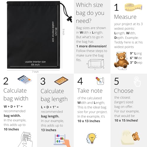 PALTERWEAR Drawstring Bag with Toggle - Nylon Cinch and Ditty Pouch Six Pack (Black, 7 x 9 Inch, Set of 6) - color: Black, size: 7 x 9 Inch