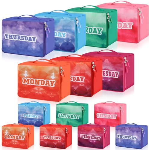 Paterr 14 Pcs Packing Cubes for Travel Kids Days of Week Compression Packing Cubes Colorful Luggage Organizers Suitcase Camp(10 x 8 x 5 Inch) - color: Colorful, size: 10 x 8 x 5 Inch