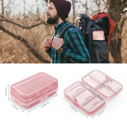 FYY Weekly Pill Organizer with Labels,8 Compartments Travel Daily Pill Case Airtight Moistureproof Large Pill Box to Hold Vitamins, Fish Oil, Supplements,Cotton Swab and Bandages-Pink - color: Pink
