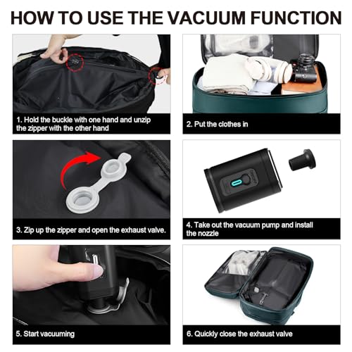 Vacuum Seal Backpack Travel with Pump, Expandable Vacuum Backpack with Air Compression System, Airback Vacpack TSA Lock Water Resistant Carry-On Luggage (Blue) - color: Blue