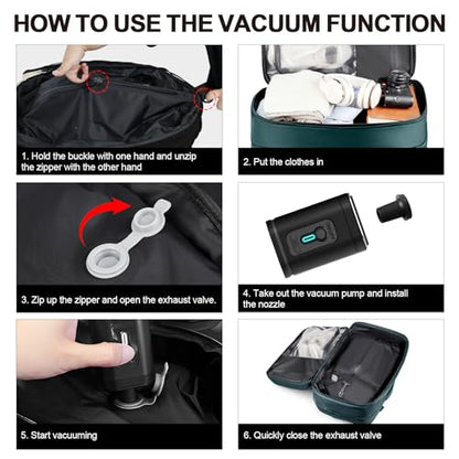 Vacuum Seal Backpack Travel with Pump, Expandable Vacuum Backpack with Air Compression System, Airback Vacpack TSA Lock Water Resistant Carry-On Luggage (Blue) - color: Blue