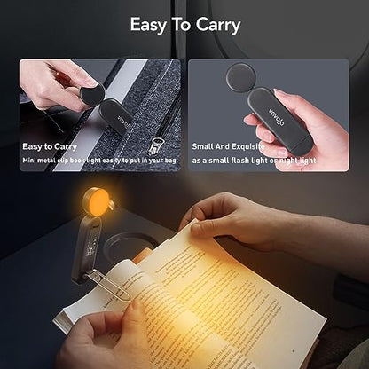 VAVOFO USB Rechargeable Book Light, Blue Light Blocking, Amber Clip-On Bookmark Shaped Reading Light, Eye Care 6 LEDs With 9 Lighting Modes for Bookworms (Grey) - color: Gray
