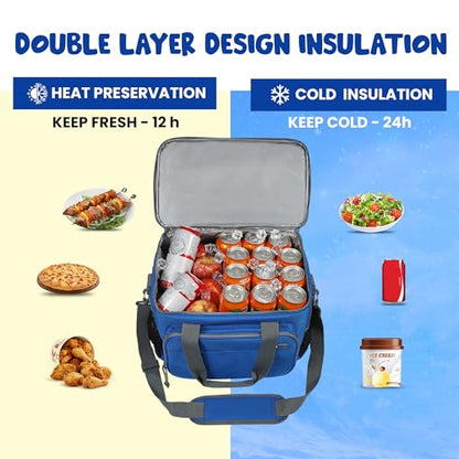 Large Cooler Bag 40-Can Capacity - Portable Soft Cooler Bags Insulated for Travel, Leakproof Collapsible Coolers for Picnic, Beach, Camping & Road Trips, Food & Drinks Travel Cooler Bag