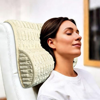 Memory Foam Recliner Neck Pillow. | Breathable pressure relieving ergonomic cushion fits car, sofa, office chair, recliner.Cream,17"W×2.7"D - color: Cream, size: 17"W x 2.7"D