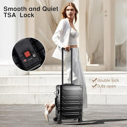 VentureVault All Aluminum 24 Inch Check In Luggage Hard Shell Suitcases with Spinner Wheels and TSA Lock, Large Zipperless Luggage for Travel, Black - color: Black, size: 24inch