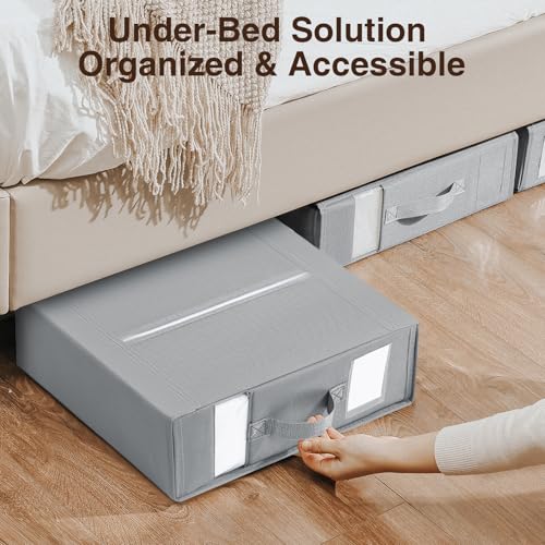 DIMJ Bed Sheet Organizers and Storage 8 Pack - Foldable Sheet Holder for Linen Bedding Storage Box for organization, Sheets Set Holder for Blanke, Towel (King & Queen Size), Grey - color: Grey, size: 8 pack