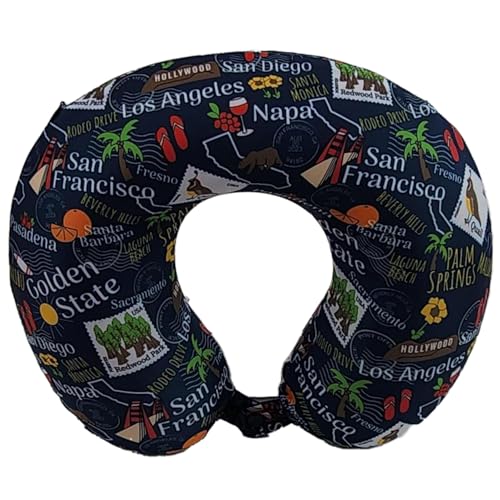 Wolf Essentials Adult Soft Memory Foam 12 x 13-inch Travel Neck Pillow, Compact, Perfect for Plane or Car, California - style: California
