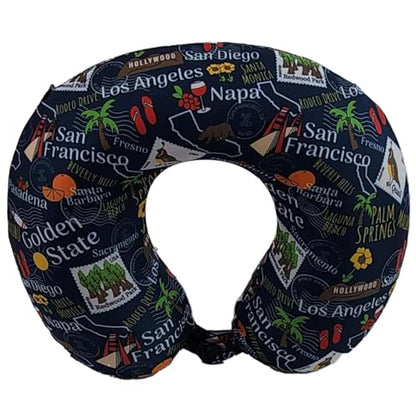 Wolf Essentials Adult Soft Memory Foam 12 x 13-inch Travel Neck Pillow, Compact, Perfect for Plane or Car, California - style: California