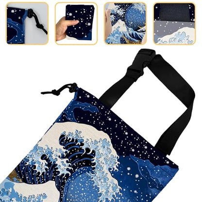 Great Sea Wave Car Garbage Bag, Small Car Trash Bag Hanging Back of Seat,Drawstring Car Trash Bag with Adjustable Buckle,Car Accessories for Camping Travelling - color: Great Sea Wave
