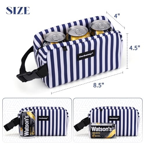 Freezable Lunch Bag,Freezable Snack Bag,Mini Cooler Bag for Travel/Work/School,Small Insulated Bag,Small Cooler Lunch Box with Ice Packs,Insulated Snack Bag,Freezable Snack Box with Handle Buckle - color: Blue Stripes