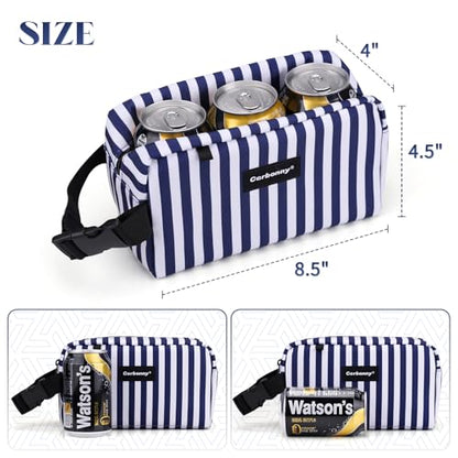 Freezable Lunch Bag,Freezable Snack Bag,Mini Cooler Bag for Travel/Work/School,Small Insulated Bag,Small Cooler Lunch Box with Ice Packs,Insulated Snack Bag,Freezable Snack Box with Handle Buckle - color: Blue Stripes