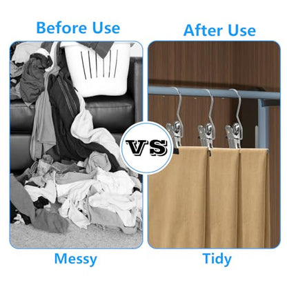 36pcs Hangers Clips, LIOUCBD Stainless Steel Closet Hangers Laundry Hanging Hooks, Boot Hanger for Closet, Portable Clothes Pins for Towel Glove Hat Pants Jeans Skirt Sock Travel Home - color: Silver