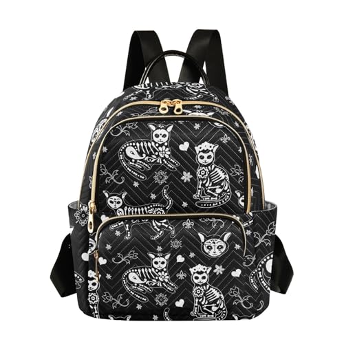 Women Fashion Backpack Purse Casual Lightweight Travel Shoulder Bag Death Cat Rucksack Ladies Bag, Medium - color: Death Cat, size: Medium