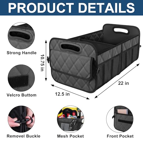 Deosk Trunk Organziers and Storage with Reinforced Handles,Car Accessories for Women/Men 50L Waterproof Polyester Trunk Organzier for Car/SUV/Minivan/Truck(Medium,Charcoal) - color: Charcoal, size: Medium