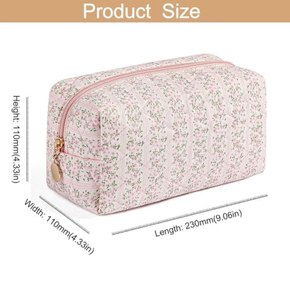 Makeup Travel Cosmetic Bag, Two Pack: Pink+Blue Floral, Zipper Closure, Durable Polyester, Perfect for Toiletry, Makeup, Travel - color: Two Pack: (Pink+Blue Floral)
