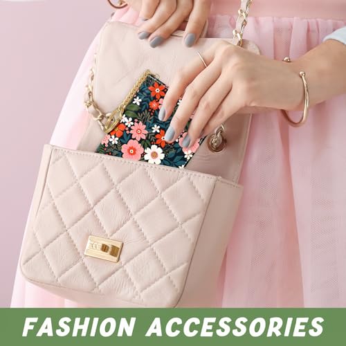 Aiawoxc Credit Card Holder, Small RFID Wallet Slim Leather Card Organizer Case with Zipper and Keychain, Cute Flowers - color: B-Cute Flowers, size: Keychain