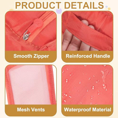 Foldable Travel Shoe Bag, Waterproof Shoe Pouches Organizer with Handle Travel Packing Cubes -Fitting for Storing (Sneakers/Sandals/Fitness Shoes) 2 Pcs & Pink - color: Pink