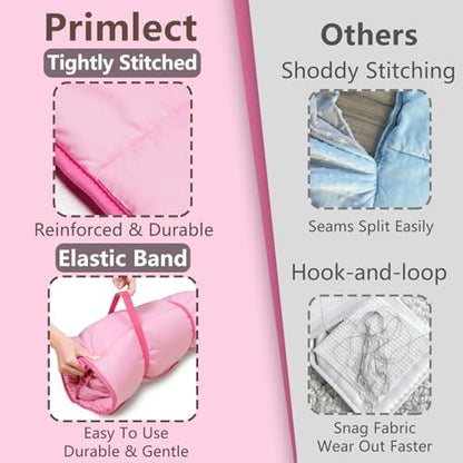 Primlect Toddler Nap Mat with Removable Pillow and Fleece Blanket, Extra Large 55''x35'' Sleeping Bag, Washable, Light, Easy to Roll up, Perfect for Daycare, Preschool, Kindergarten, Travel - color: Pink Butterfly