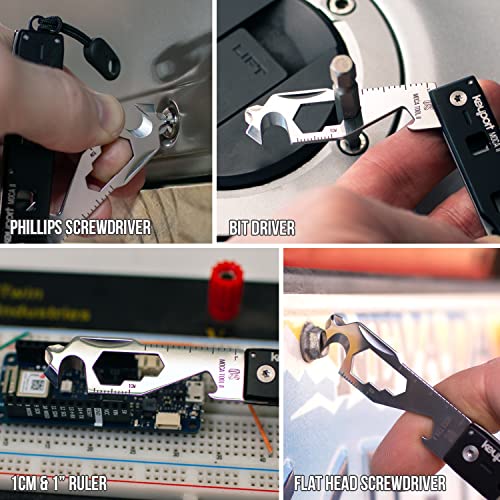 Compact 11-in-1 Keychain Multitool with Pocket Clip & ParaPull - Bottle Opener, Box Opener, Cord Cutter, Mini Screwdrivers & More - Travel-Friendly, Modular EDC Multi-Tool - Keyport MOCA2 Kit