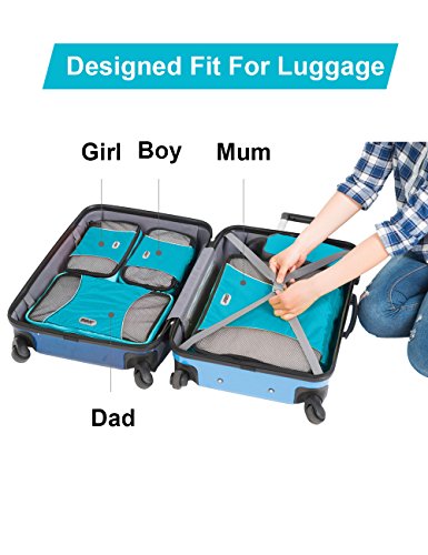 GOX Ultra Light 5 piece Packing Cubes Travel Luggage Organizer 1 Large 2 Medium 2 Small - color: blue