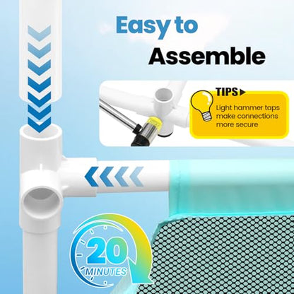 Pool Float Storage Bin 271 Gallon - 2-in-1 XX-Large Outdoor Pool Toy Storage Holder for Raft Noodles Inflatables Towels Balls, 9 Wheels Mesh Rolling Organizer Car Bin for Swimming Equipments
