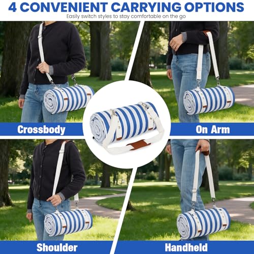 G GOOD GAIN Waterproof Picnic Blanket, 79"x79" Extra Large Beach Mat for 6 to 8 Adults, Machine Washable Outdoor Blanket for Camping, Grass, Park, Camping, Concerts, MiddleBlue - color: Middleblue