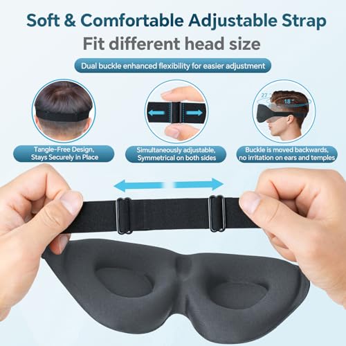 ZGGCD Sleep Mask for Side Sleeper, Light Blocking Sleeping Eye Mask for Women Men, 3D Contoured Cup Night Blindfold, Luxury Eye Cover Eyeshade with Adjustable Strap for Travel, Nap, Grey - color: Grey