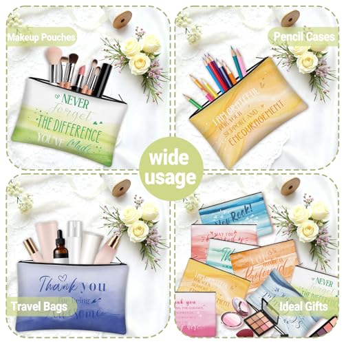 30 Pcs Thank You Makeup Bag Bulk for Women Canvas Cosmetic Bag Employee Appreciation Gifts for Coworker Staff Worker Social Volunteer Mother Teacher Nurse - style: Thank You