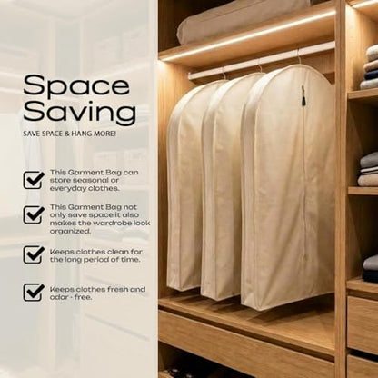 100% Cotton Garment Bag | Long | Breathable Garment Bags for Hanging Clothes | Garment Storage Bag for Long Dresses & Coats Storage | Pack of 1 (42 Inch) - size: 42 Inch