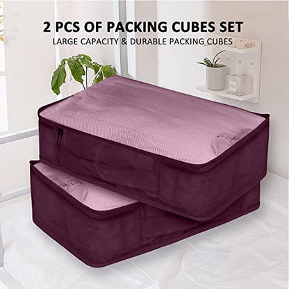 Packing Cubes Set, 2 Pcs Packing Organizers Set for Suitcases (Burgundy) - color: Burgundy