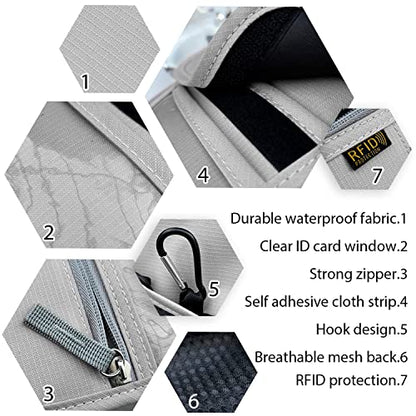 Travel Neck Wallet, RFID Blocking Passport Holder with Adjustable Neck Strap for Men and Women to Keep Cash, Credit Cards and Travel Documents Safe - Grey - color: Grey