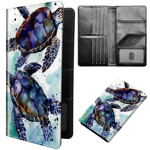 Sea Turtle Passport Holder Cover Passport Wallet Travel Wallet Organiser with RFID Blocking Card Holder Wallet Family Holder Protection Case for Women, Men - color: Sea Turtle