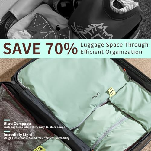 Morning Deer Packing Cubes for Travel,5 Set Hanging Luggage Storage Organizer Bags for Suitcase, Optimized Packing Bags Perfect for Vacation or Business, Organize Clothes, Shoes, Toiletries,Cards