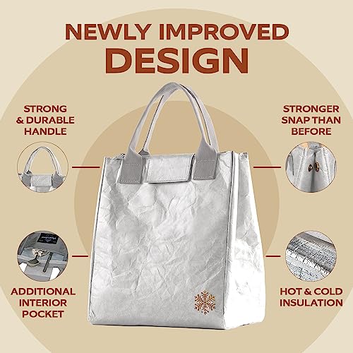 VonNova Women’s Insulated Lunch Bag with Premium 4mm Cooler Insulation, Cute Large 7L Lunch Tote for Office, Durable Small Lunch Box for Women, Stylish Lunchbox for Adults, Teens, Nurses, Teachers - color: Silver
