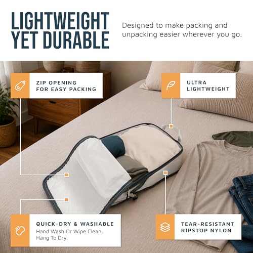 Large Compression Packing Cubes for Travel-Packing Cube Luggage Organizers 4 Piece Set for Checked Luggage-Ultralight, Expandable/Compression Bags by TRIPPED Travel Gear (White 4 Piece) - color: White/Grey 4 Piece