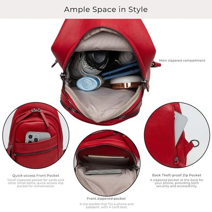 Alldaily Large Sling Bag for Women Crossbody Purse Leather Fashionable Trendy Chest Bag for Travel, Fanny Pack (Red) - color: Red