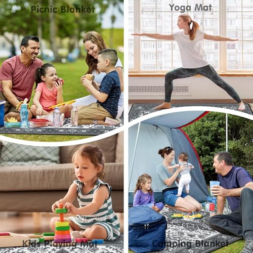 Supfitness Extra Large Picnic Blankets Waterproof Foldable (60"x 80") Beach Blanket Waterproof Sandproof,3-Layer Thicking Mat Outdoor Packable Camping Blanket - color: Boho-grey, size: 60x80in