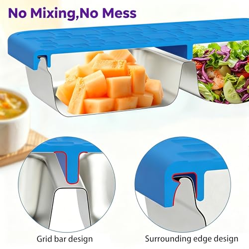 3-Pack Stainless Steel Snack Containers with Lid - 15oz Divided BPA-Free Metal Bento Box - Leak-Proof Reusable Food Storage Containers for Meal Prep Picnic Gym Office - Eco-Friendly, Dishwasher Safe