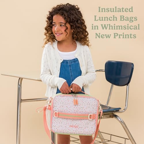 Bentgo Kids Lunch Bag (Whimsy & Wonder Collection) - Durable, Double-Insulated Lunch Bag for Kids 3+; Holds Lunch Box/Water Bottle/Snacks; Water-Resistant Fabric & Zip Pockets (Geo Speckle) - color: Geo Speckle