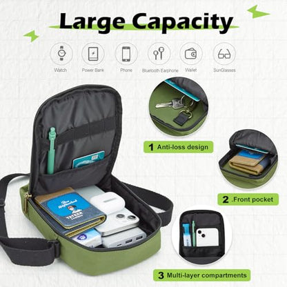 SEAFEW Mini Crossbody Bag Shoulder Bag for Men, Small Messenger Satchel Bag for Women - color: Green - Sling