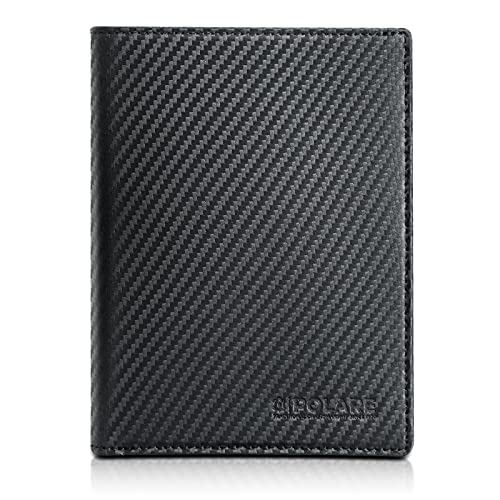 Polare Luxury RFID Blocking Leather Passport Holder Travel Wallet For Men and Women (Carbon Black) - color: Carbon Black