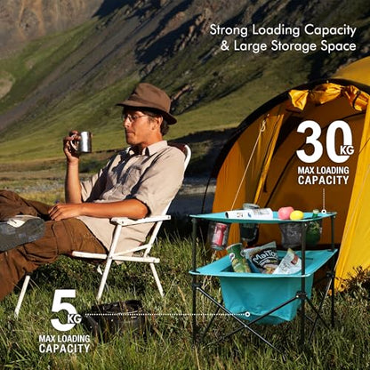 VILLEY Portable Camping Picnic Table, Lightweight Folding Beach Table with 4 Cup Holders and Carry Bag for Camp, Travel, Fishing, and Outdoor Activities